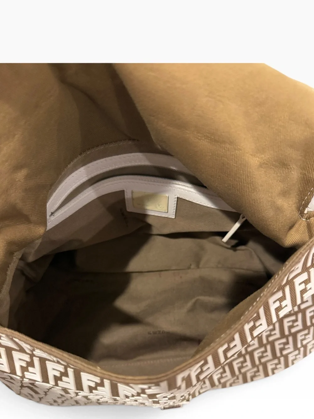 Fendi Zucchino FF Monogram Logo Matte Rubber Big Mamma Baguette Shoulder Bag